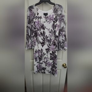 Women's Floral Dress - Lavender and White